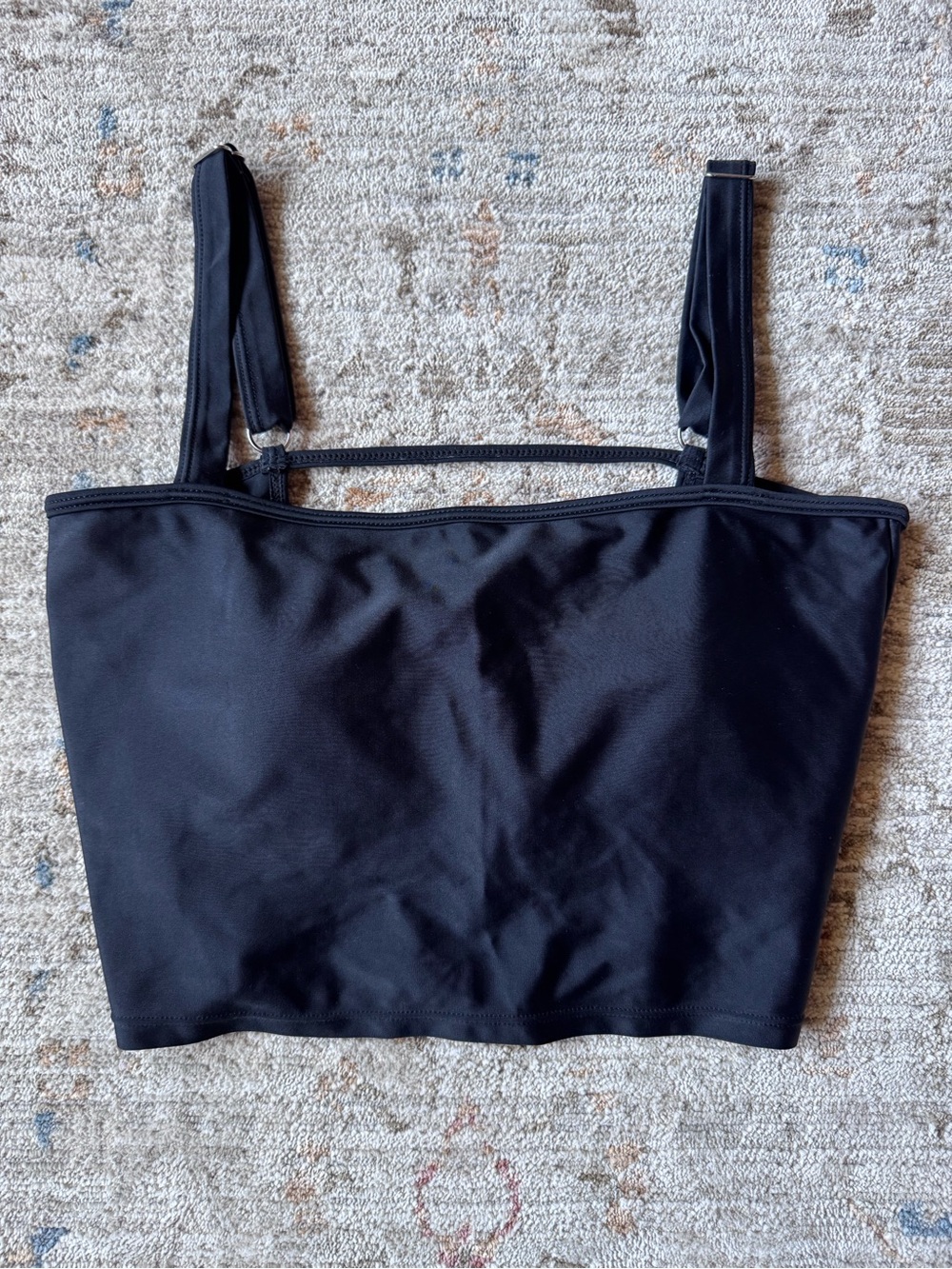 KJ Solid Black Latter 3.0 Swim Top with Adjustable Straps